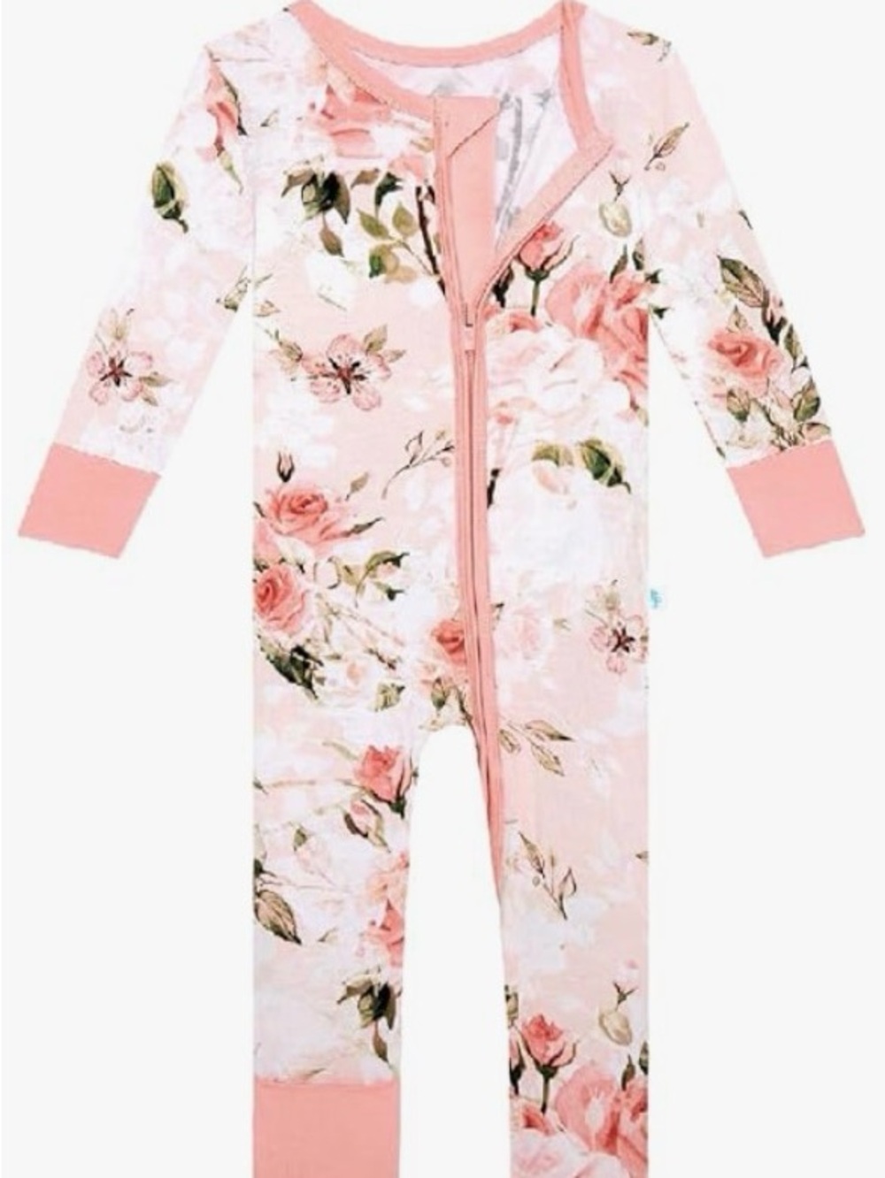 Posh Peanut Vintage Pink Rose Zip One-Piece Footie